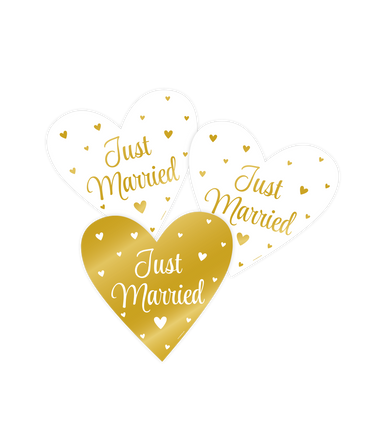 Feestbazaar Decoratie Borden 'Just Married' wit/goud