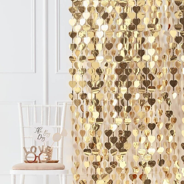 Feestbazaar Decoratie Gordijn Gouden Hartjes