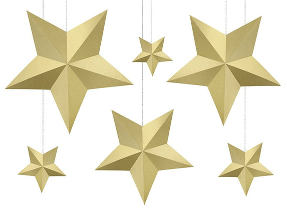 Feestbazaar Decoratie Sterren Goud 6 stuks