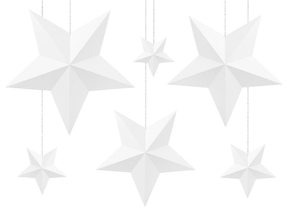 Feestbazaar Decoratie Sterren Wit 6 stuks