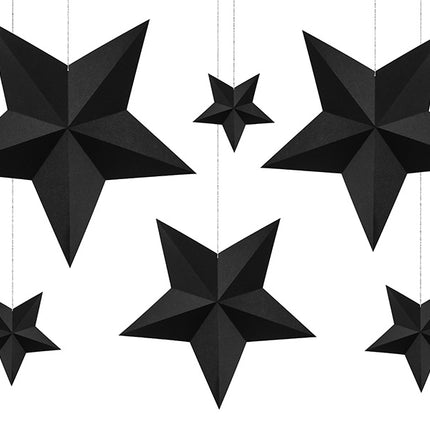 Feestbazaar Decoratie Sterren Zwart 6 stuks