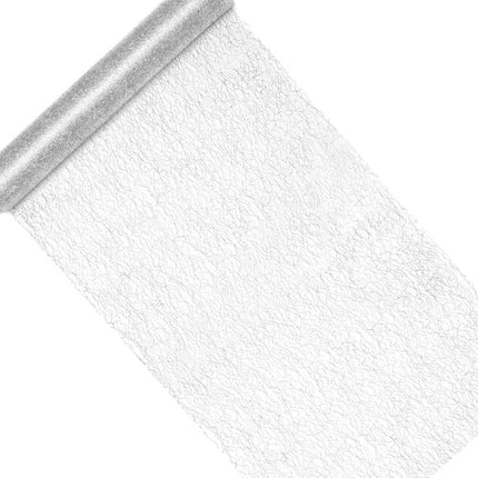 Feestbazaar Decoratief Gaas Zilver (0,36x9m)