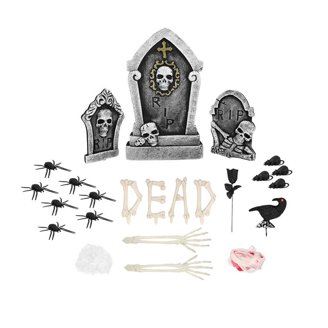 Feestbazaar Decoratieset Halloween Grafstenen