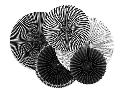 Feestbazaar Decoratieve Rozetten Black & White 5-delig