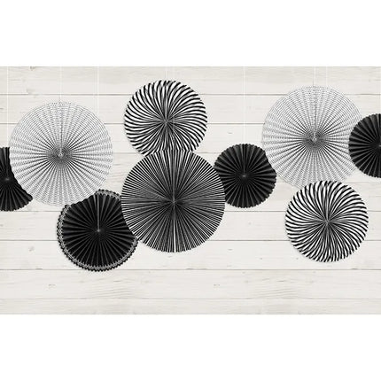 Feestbazaar Decoratieve Rozetten Black & White 5-delig