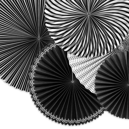 Feestbazaar Decoratieve Rozetten Black & White 5-delig