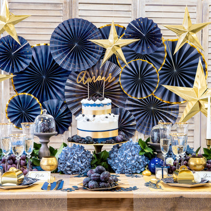 Feestbazaar Decoratieve Rozetten Blauw/Goud