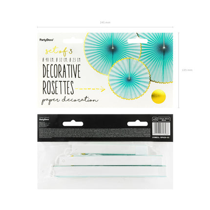 Feestbazaar Decoratieve Rozetten Mint Met Gouden Rand (3st)