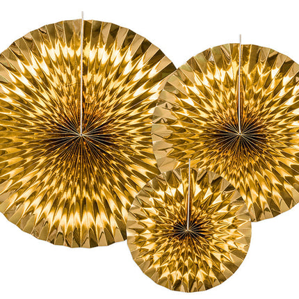 Feestbazaar Decoratieve Rozetten Spiegelend Goud (3st)