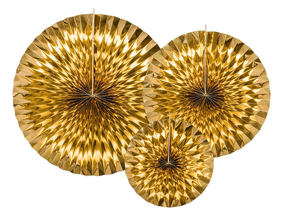 Feestbazaar Decoratieve Rozetten Spiegelend Goud (3st)