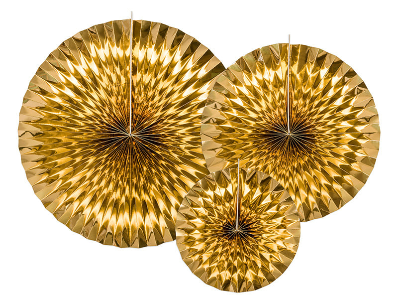 Feestbazaar Decoratieve Rozetten Spiegelend Goud (3st)
