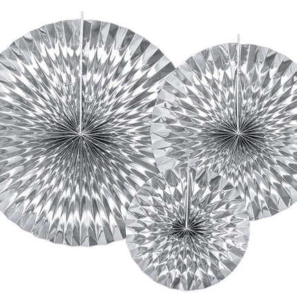 Feestbazaar Decoratieve Rozetten Spiegelend Zilver (3st)