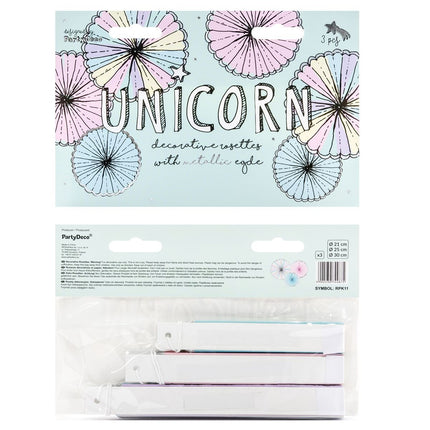 Feestbazaar Decoratieve Rozetten Unicorn Mix (3st)