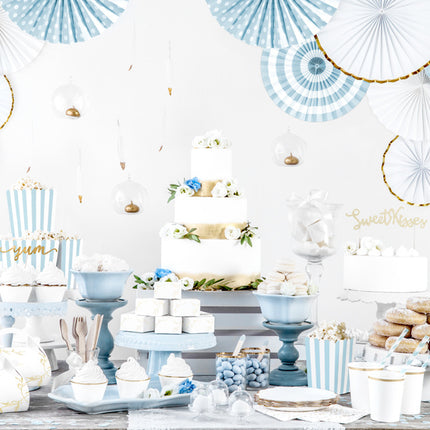 Feestbazaar Decoratieve Rozetten Wit met gouden rand (3st)