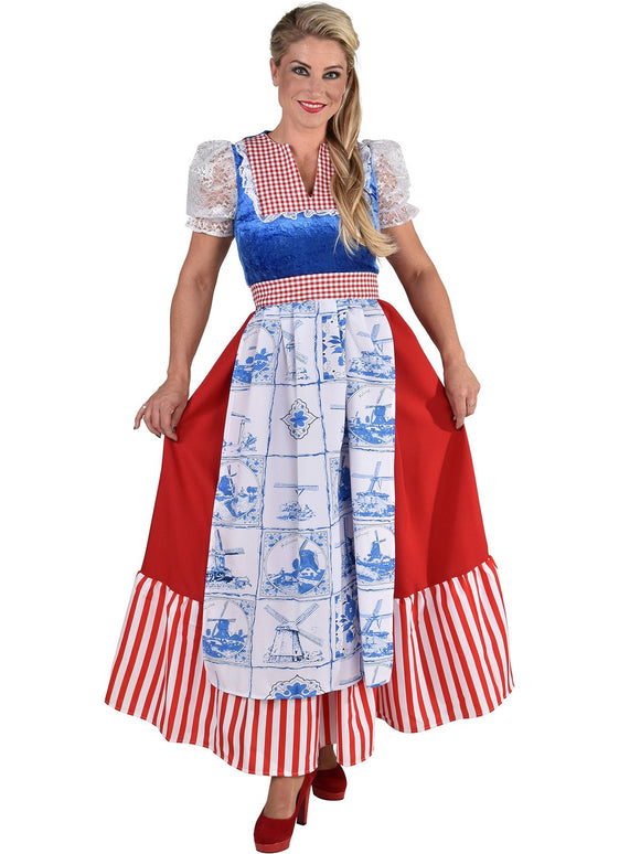 Feestbazaar Delfts blauw Holland jurk lang