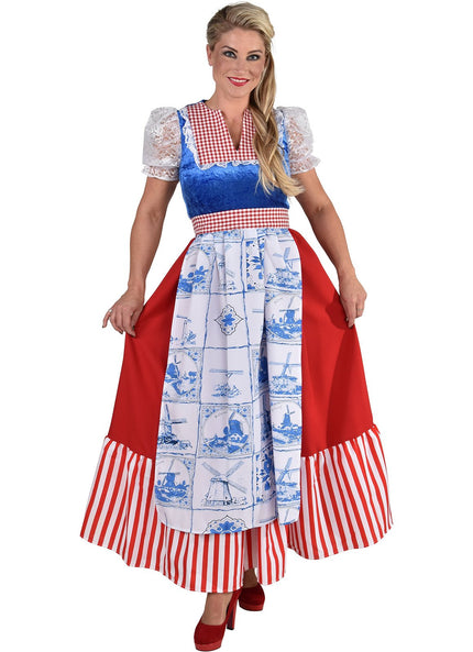 Feestbazaar Delfts blauw Holland jurk lang