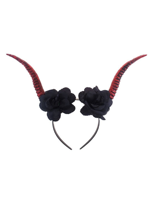 Feestbazaar Demon Devil Diadeem Met Zwarte Bloemen