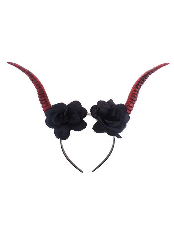 Feestbazaar Demon Devil Diadeem Met Zwarte Bloemen