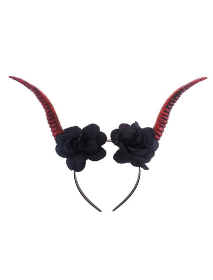 Feestbazaar Demon Devil Diadeem Met Zwarte Bloemen