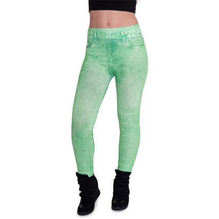 Feestbazaar Denim Legging Neon Groen