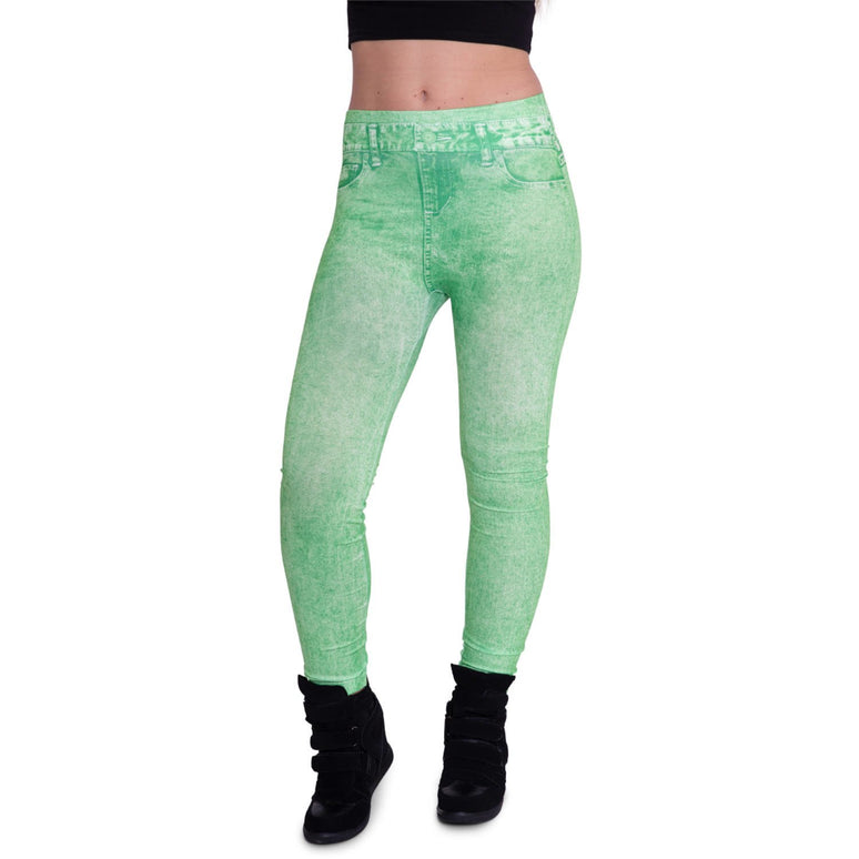 Feestbazaar Denim Legging Neon Groen