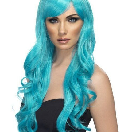 Feestbazaar Desire pruik lang aqua