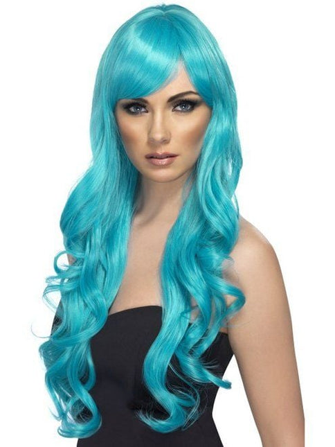 Feestbazaar Desire pruik lang aqua