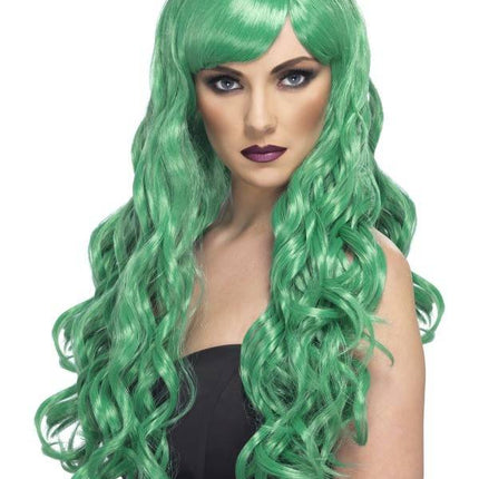 Feestbazaar Desire pruik lang groen