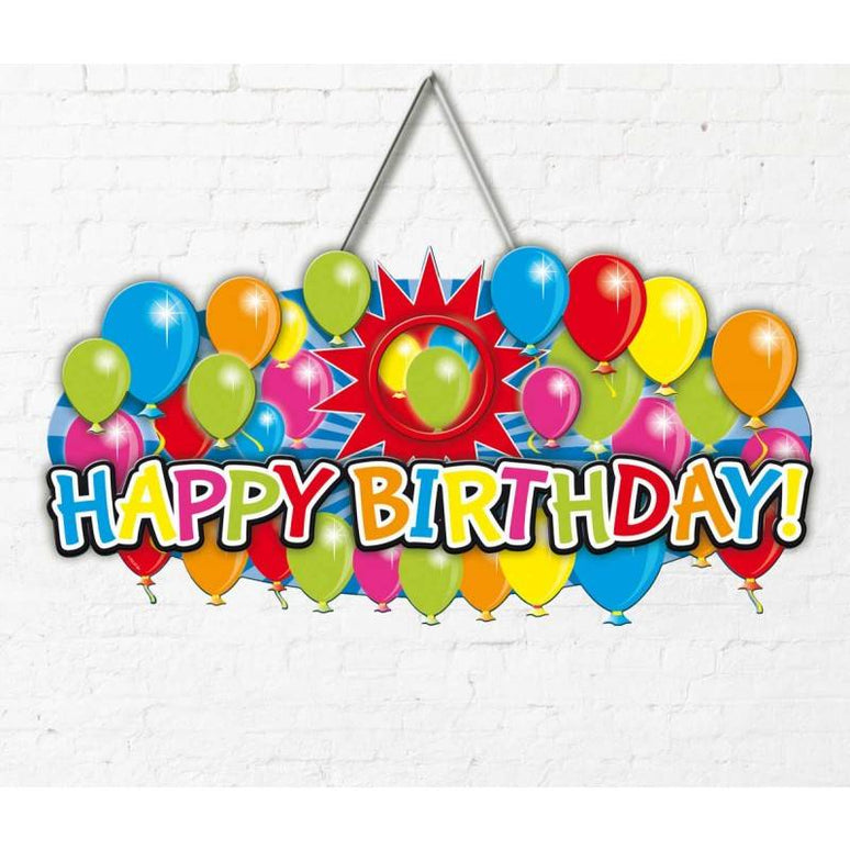 Feestbazaar Deurbord 3d balloons Happy Birthday