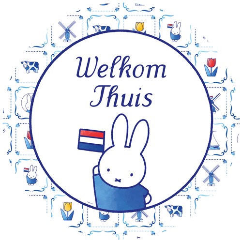 Feestbazaar Deurbord Nijntje 'Welkom Thuis' Delfts Blauw 50cm