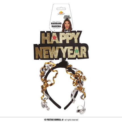 Feestbazaar Diadeem 'Happy New Year' Goud
