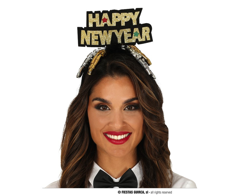 Feestbazaar Diadeem 'Happy New Year' Goud