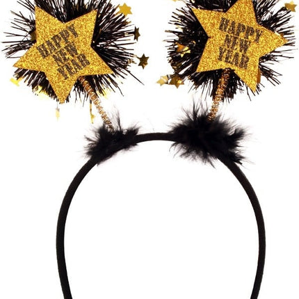 Feestbazaar Diadeem Happy New Year zwart/goud