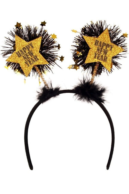 Feestbazaar Diadeem Happy New Year zwart/goud