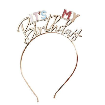 Feestbazaar Diadeem It's my Birthday Pastel & Gold