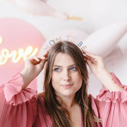 Feestbazaar Diadeem 'Mom To Be' Blauw / Roze