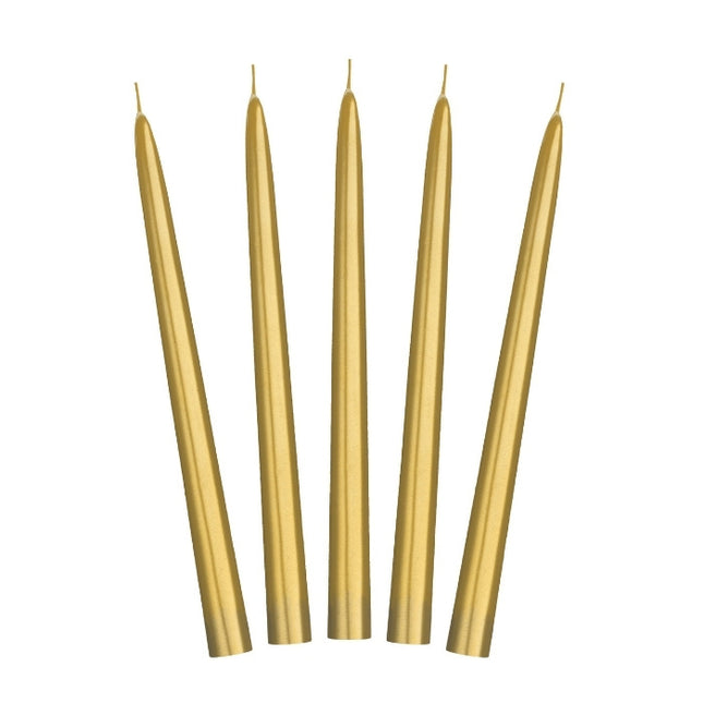 Feestbazaar Dinerkaarsen Goud Metallic 24cm (10st)