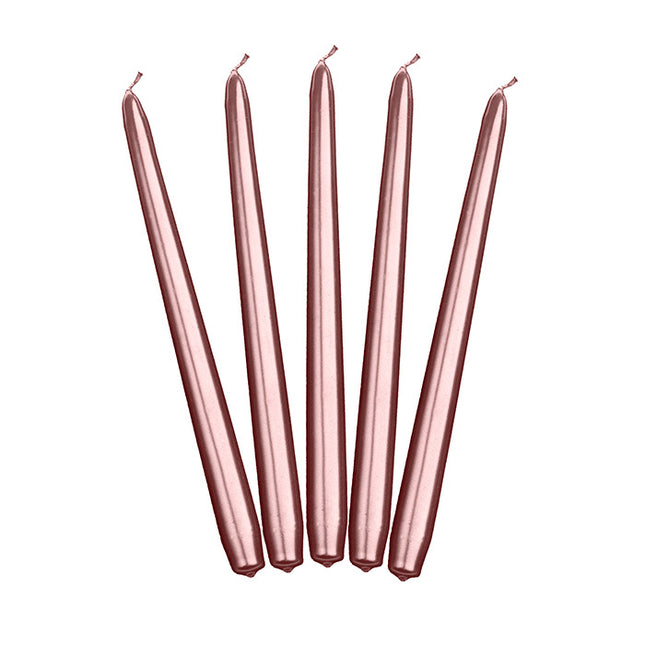 Feestbazaar Dinerkaarsen Roségoud Metallic 24cm (10st)