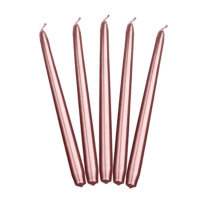 Feestbazaar Dinerkaarsen Roségoud Metallic 24cm (10st)