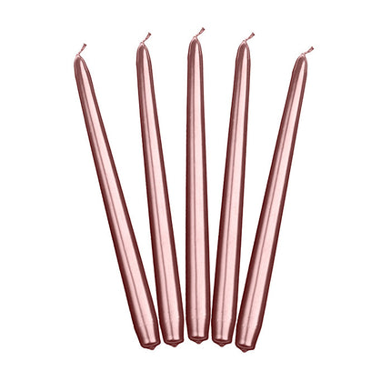 Feestbazaar Dinerkaarsen Roségoud Metallic 24cm (10st)