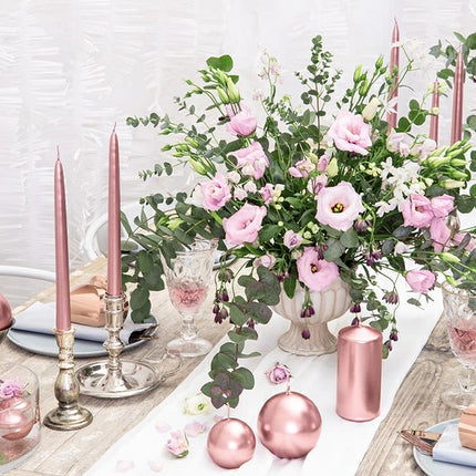 Feestbazaar Dinerkaarsen Roségoud Metallic 24cm (10st)