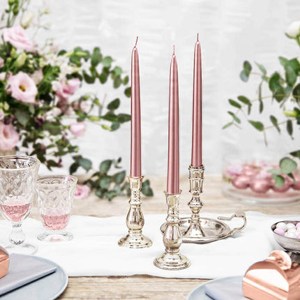 Feestbazaar Dinerkaarsen Roségoud Metallic 24cm (10st)