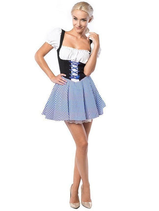 Feestbazaar Dirndl Eva Blauw/Bruin Kort