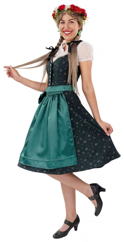 Feestbazaar Dirndl Met Schort Groen Midi