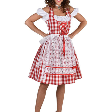 Feestbazaar Dirndl Nina Knielang rood/wit