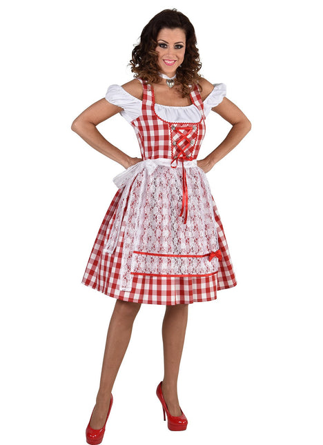 Feestbazaar Dirndl Nina Knielang rood/wit