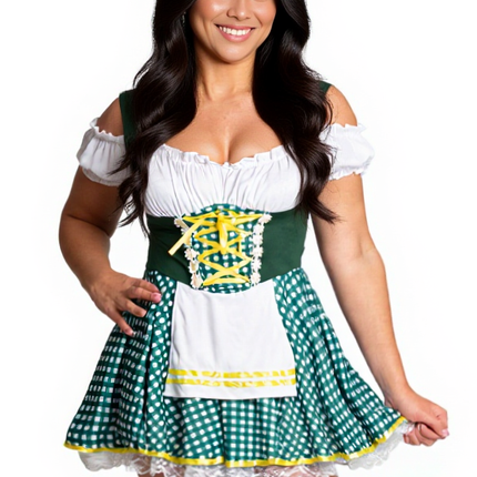 Feestbazaar Dirndl Sara Kort Groen Geruit