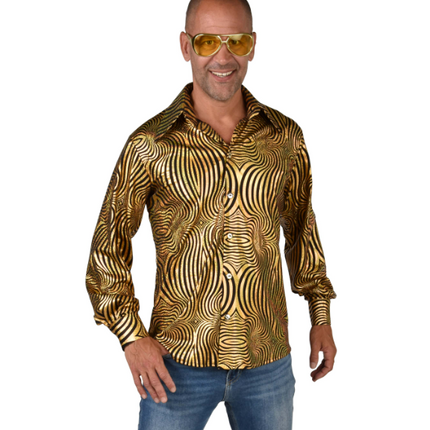 Feestbazaar Disco Blouse Holografisch Goud/Zwart