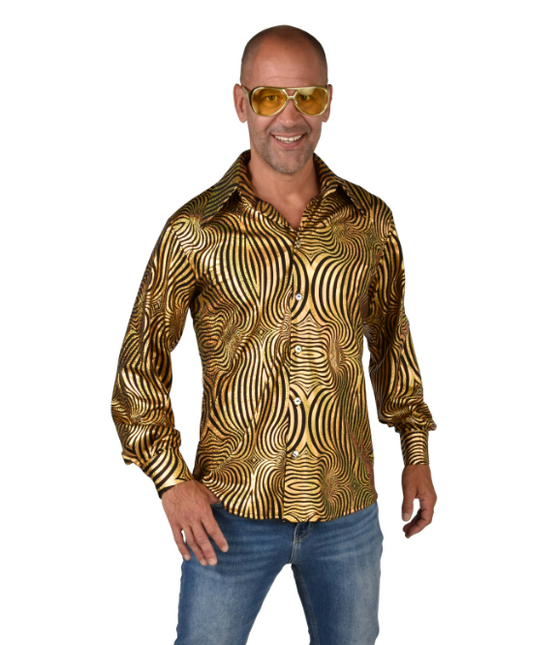 Feestbazaar Disco Blouse Holografisch Goud/Zwart