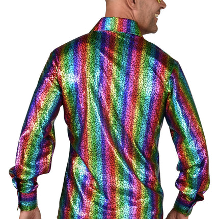 Feestbazaar Disco Blouse Holografisch Regenboog